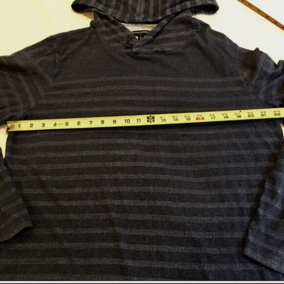 BANANA REPUBLIC Navy Striped Pullover Hoodie XL - Picture 7 of 9